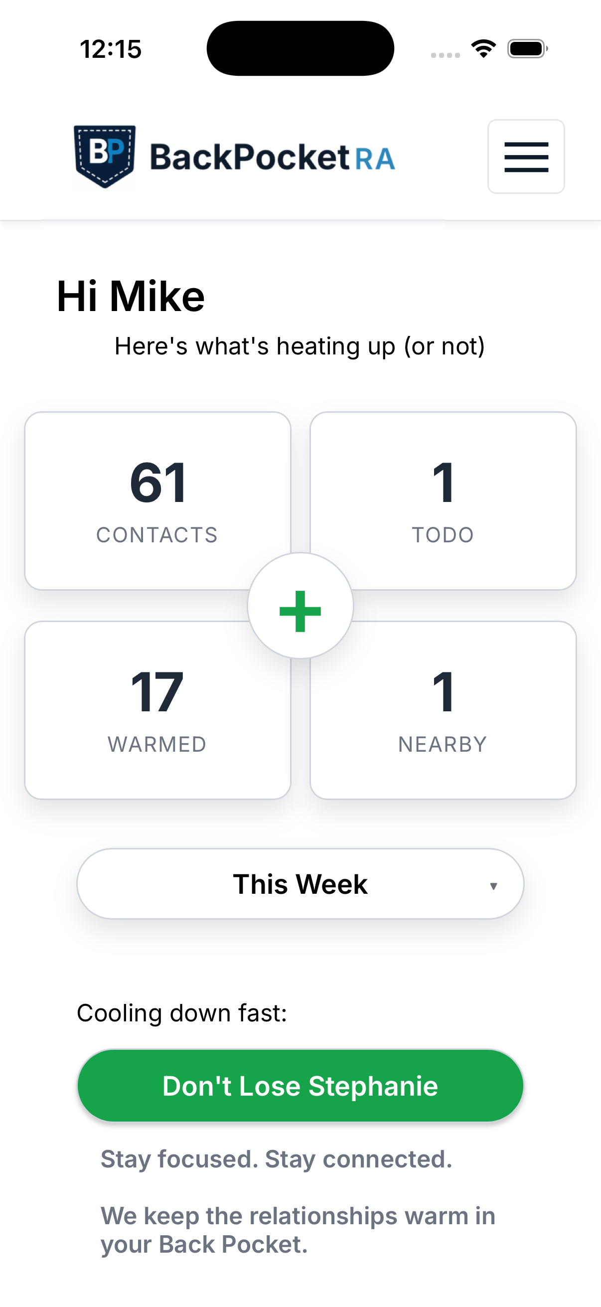 BackPocket dashboard